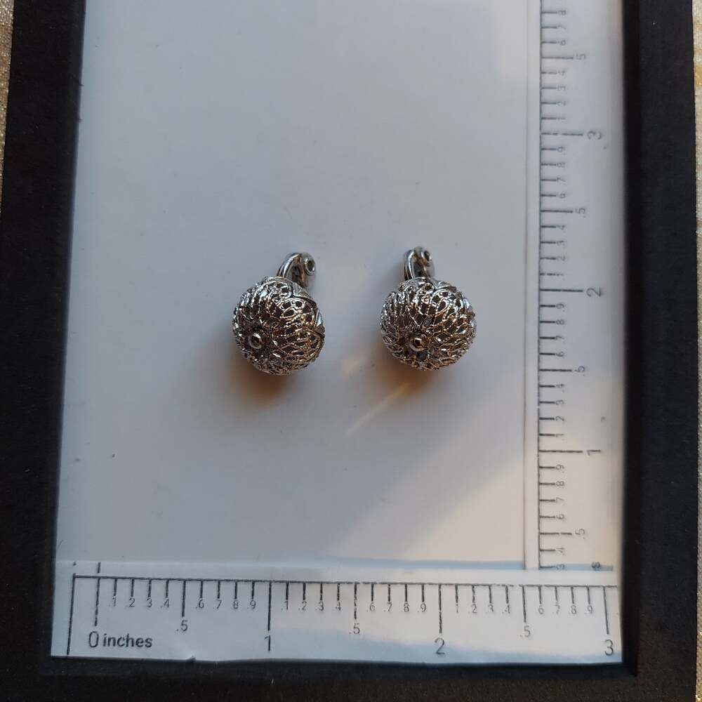 Monet Silver Tone Mesh Ball Clip On Earrings
